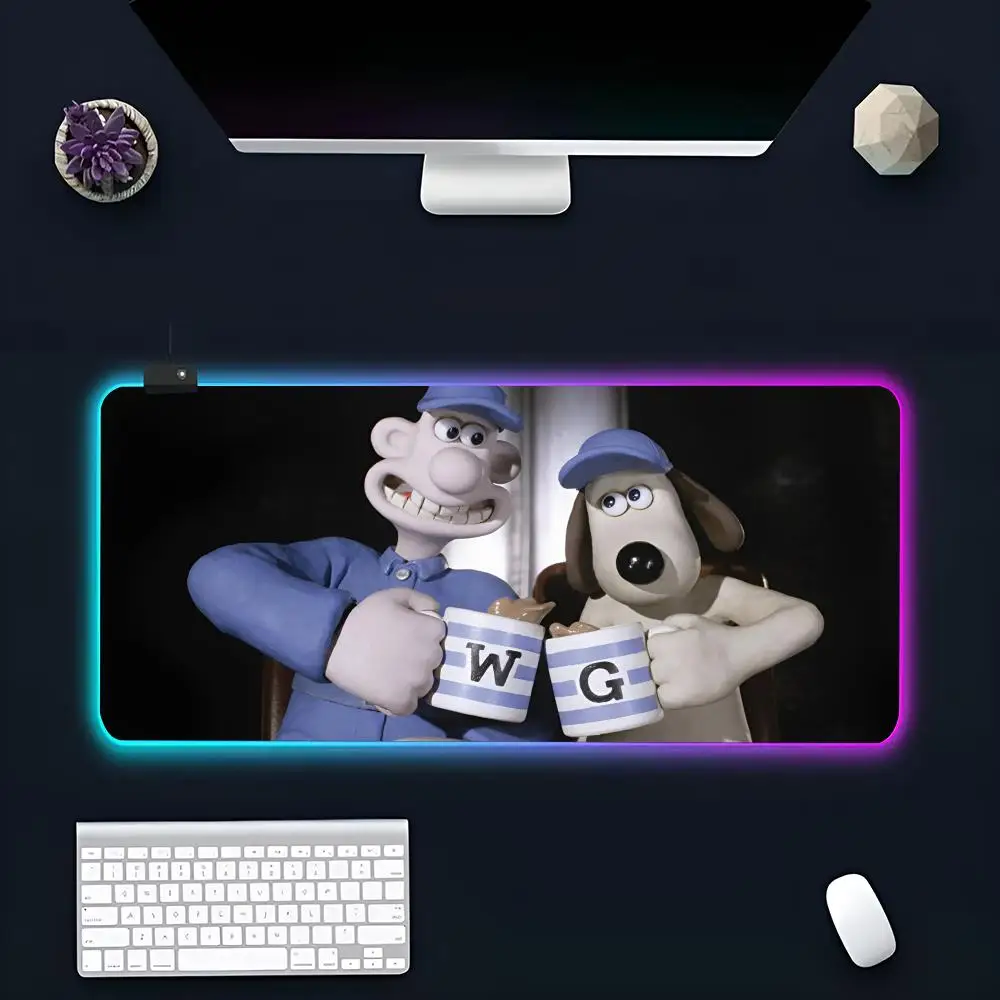 Wallace Gromit    Mouse Pad Large RGB Mouse Pad XXL LED Mouse Mat Japan Mousepads Table Pads Keyboard Mats Desk Rug With Backlit