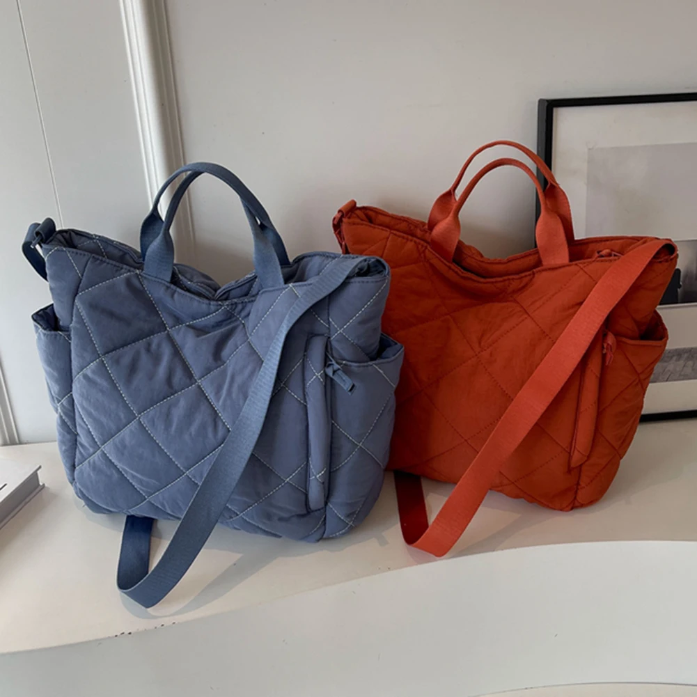 

Женская стеганая сумка-тоут, большая вместительная мягкая пушистая сумка-хобо на плечо, сумки через плечо, осенне-зимние дорожные сумки-пуховики с верхней ручкой