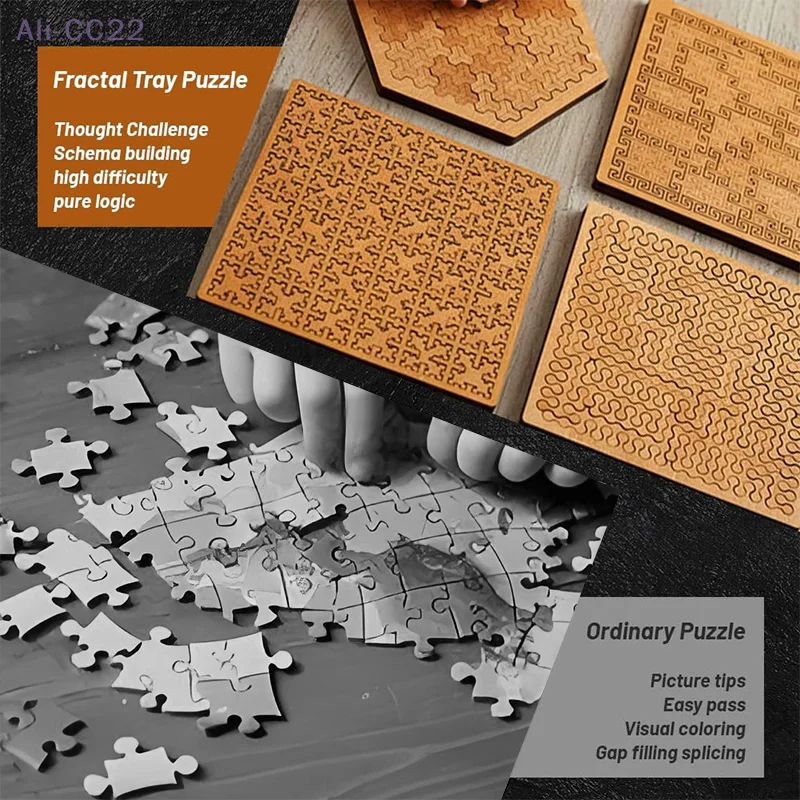 

Challenging Impossible Fractal Tray, Wooden Jigsaw Puzzles; Distinctive Irregular Creative Hard Puzzle