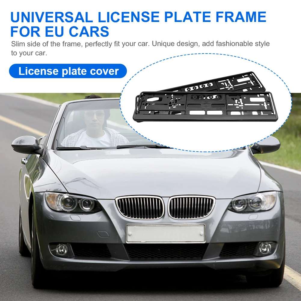 2Pcs Number Plate Holder EU Standard License Plate Holder Mount Anti-corrosion License Plate Frame Cover