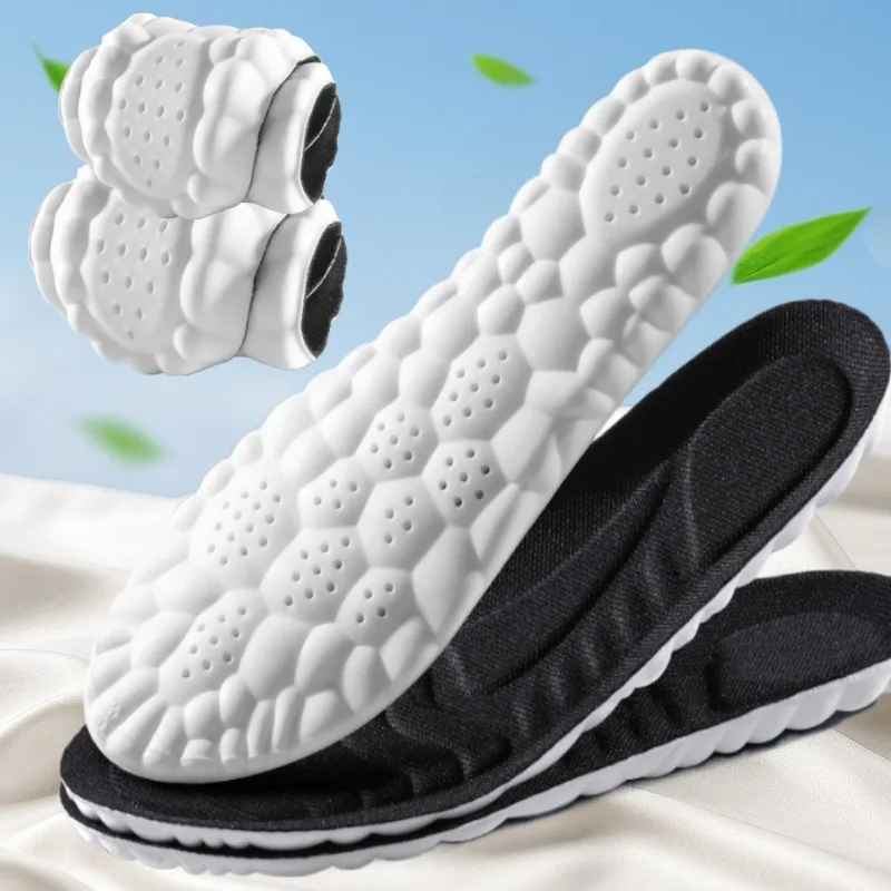 4D Cloud Technology Sports Insoles for Shoes PU Sole Soft Breathable Shock Absorption Cushion Running Orthopedic Support Insoles