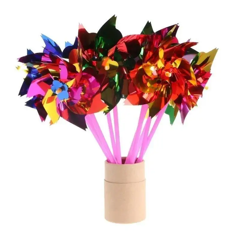 6Pcs Plastic Windmill Pinwheel Wind Spinner Kids Toy Garden Lawn Party Decor Toy Gift For Boys Girls Garden windmills