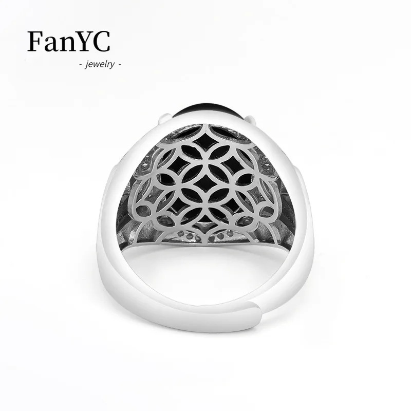 S925 Silver Inlaid with Myanmar A-goods Jadeite Egg Ring Exquisite Luxury Ice Jade Adjustable Ring Men and Women Holiday Gift