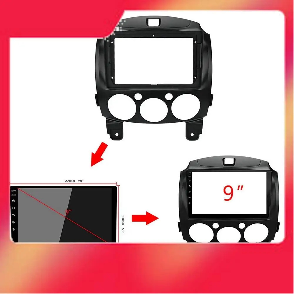 

9 Inch 2DIN Car Dashboard Frame DVD Navigation Panel Frame Radio Audio Panel With Harness For Mazda 2 Demio 2007-2014-M54K