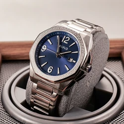 OBLVLO New Design Men's Wristwatch Automatic Watch 316L Steel Blue Dial Luminous Waterproof Mechanical Watch Male reloj CAM-SIM