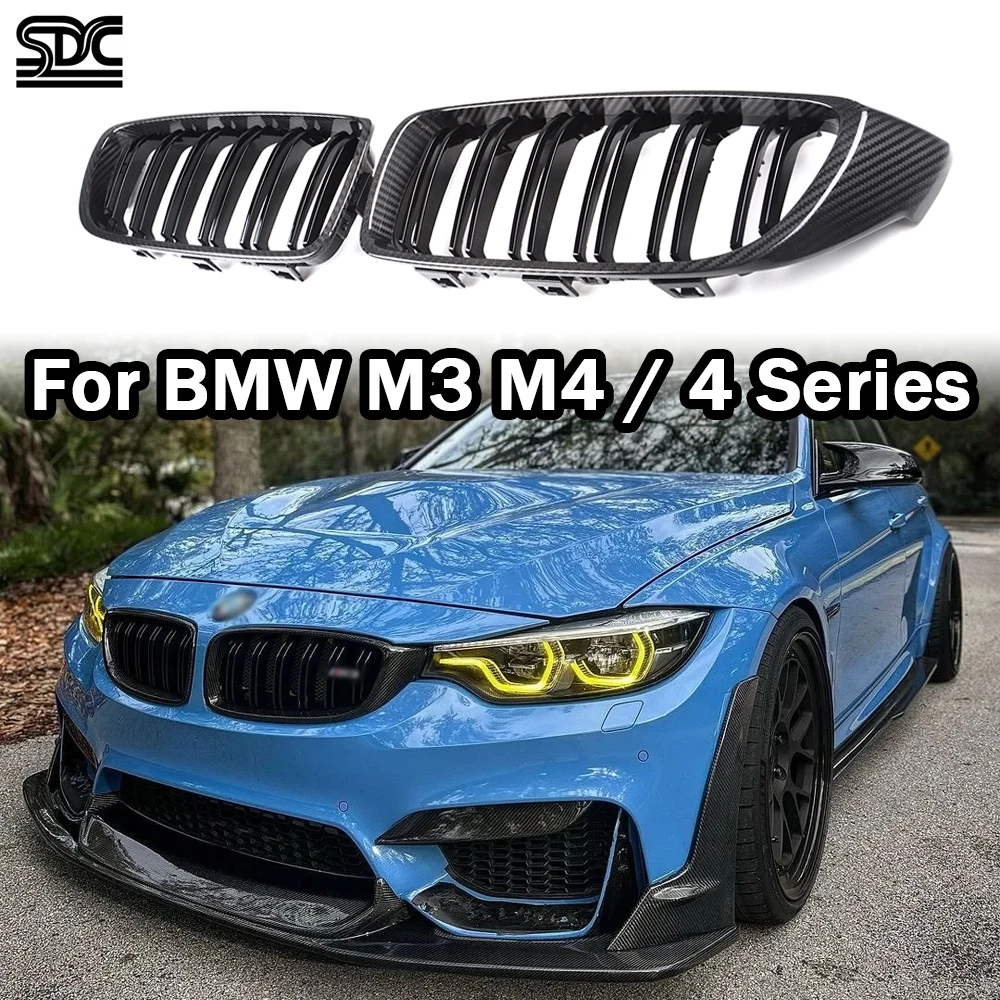 

M3 M4 Real Carbon Front Grills For BMW M3 F80 M4 F82 F32 430i 425i Prepreg Dry Carbon Fibre Front Kidney Grille Bumper Racing