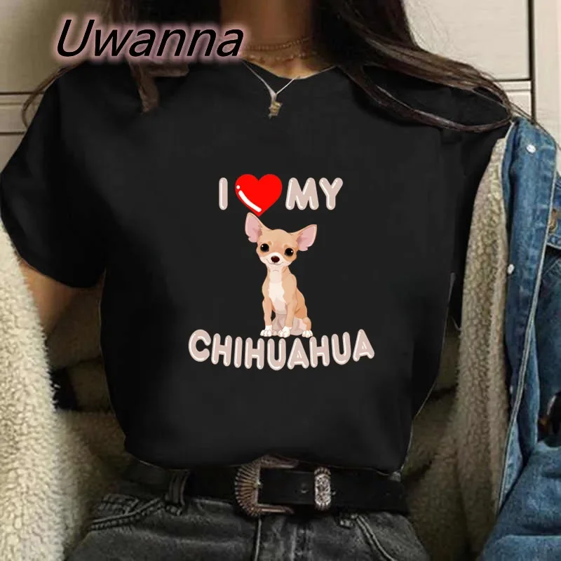 Cute Chihuahua t-shirt female print I LOVE MY CHIHUAHUA dog Tshirts women summer short sleeved cute graphic top y2k t shirt