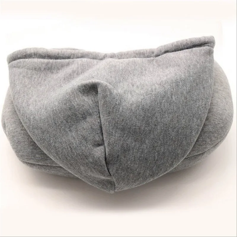 Soft Car Office Noon Break With Hoodie Neck Sleeping Cushion Head Rest Neck Pillow Airplane Pillow Hooded Travel Pillow