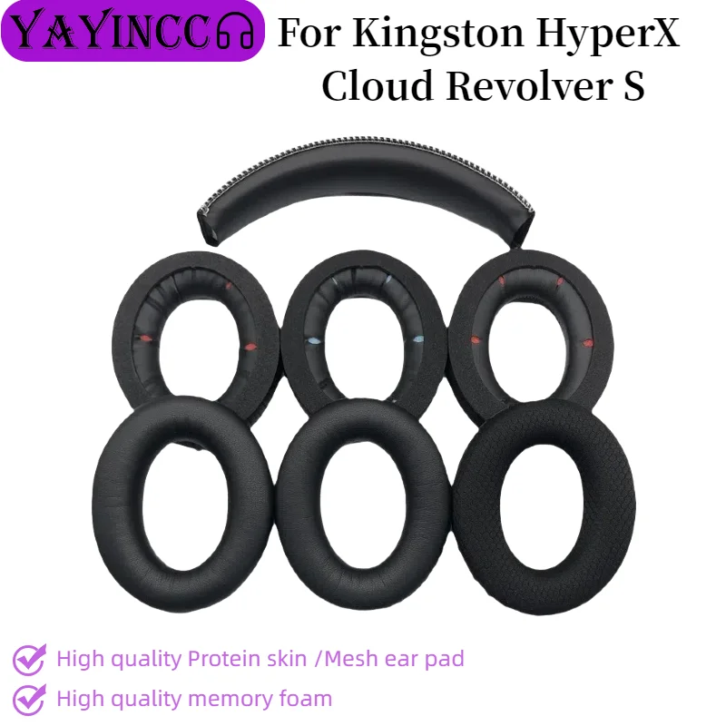 

YAYINCC New Arrivals Replacement Protein Leather Ear Pads Cushion Cover Earpads For Kingston HyperX Cloud Revolver S Headset