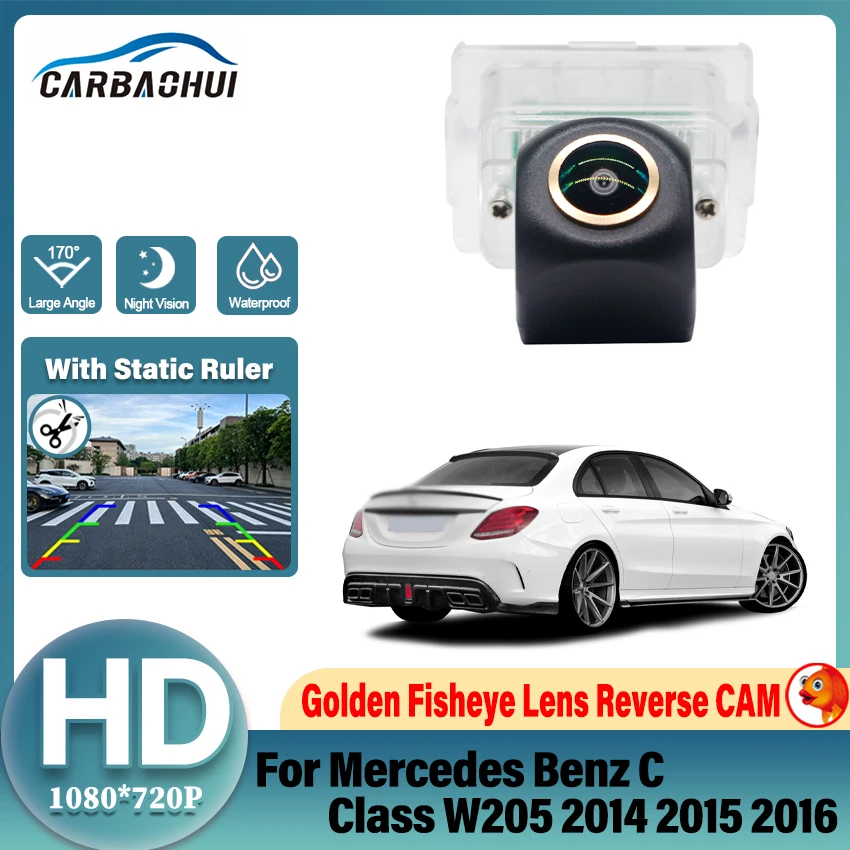 Golden Fisheye Lens HD CCD Waterproof Back Up Reverse Camera Car Rear View Camera For Mercedes Benz C Class W205 2014 2015 2016