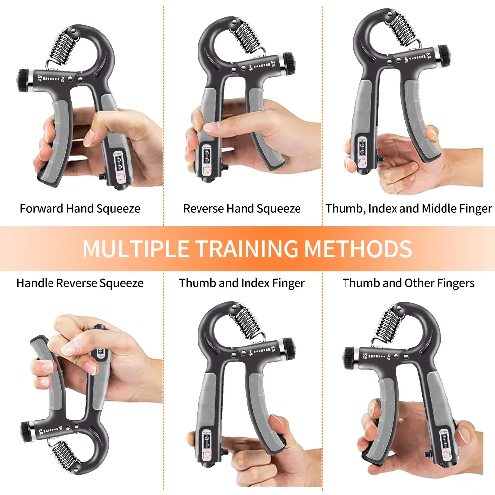 New 5-60kg Adjustable Hand Grip Strengthener Hand Grip Trainer with Counter Wrist Forearm and Hand Exerciser for Muscle Building