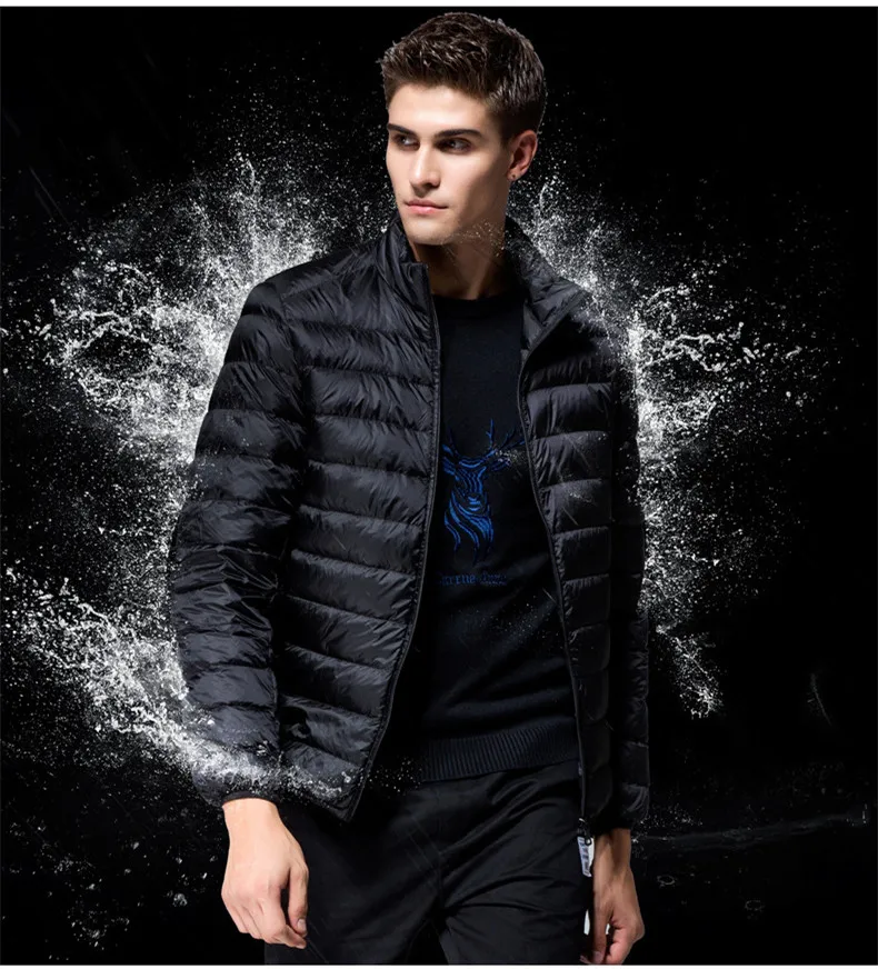 Chaqueta de plumón ligera para hombre, chaqueta cálida a prueba de viento, con cuello levantado, de alta calidad, a la moda, novedad de invierno,