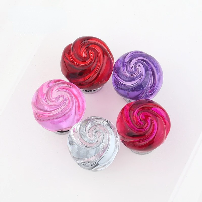 European-style New Crystal Rose Glass Handle Cabinet Drawer Door Knob Foreign Trade Kitchen Cabinet Handles Drawer Handles