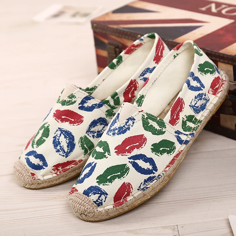 

2025 Summer Autumn Men Canvas Shoes Breathable Men's Casual Shoes Slip-On Hemp Shoes Graffiti Espadrilles Women Footwear Flats
