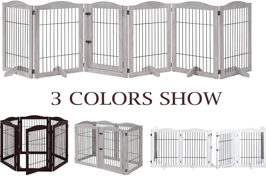 Furniture Style 31.5 Inch Extra Tall Folding Freestanding Wooden Dog Barrier Playpen Pet Gate