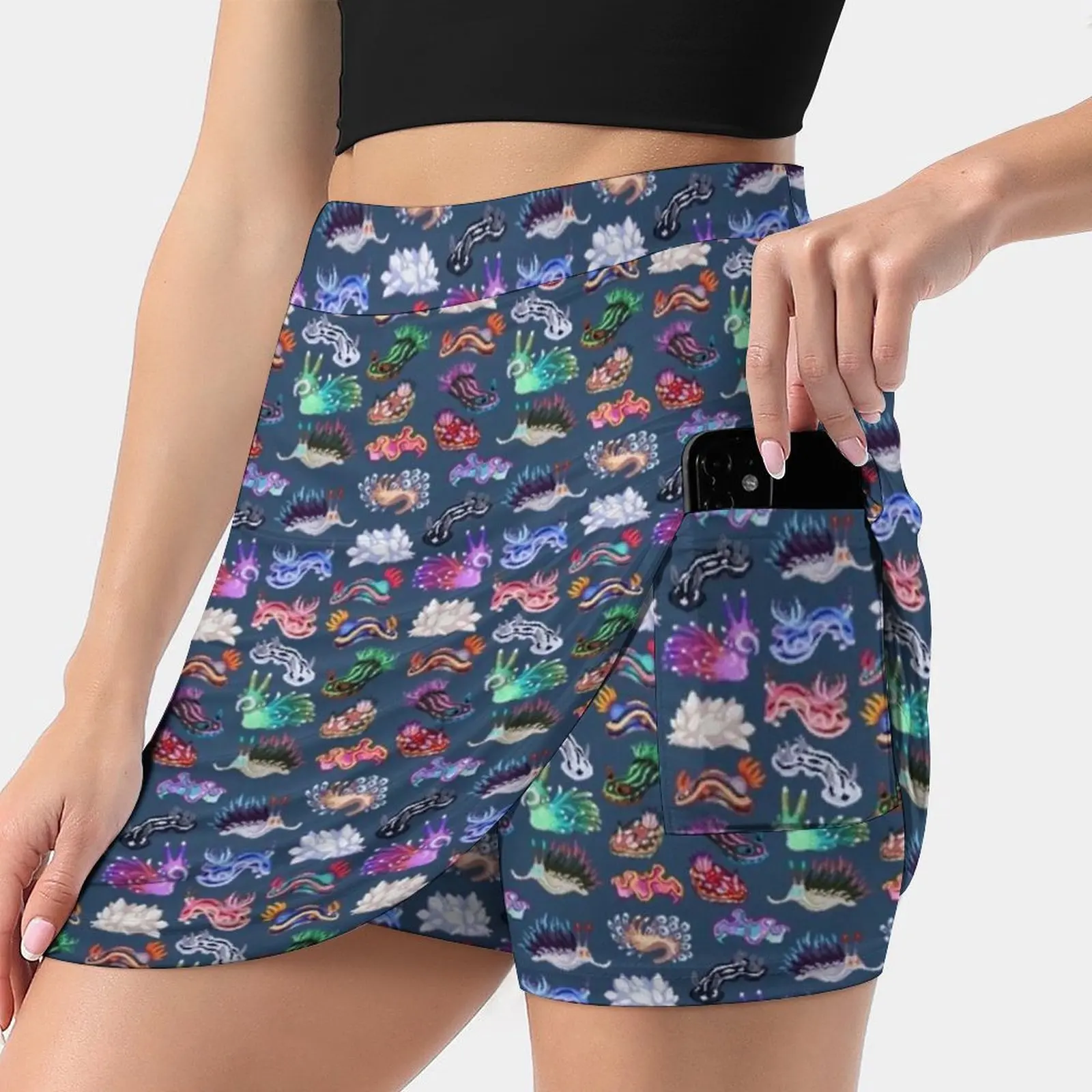 Nudibranch Women's skirt With Hide Pocket Tennis Skirt Golf Skirts Badminton Skirts Running skirts Nudibranch Nudi Slug Snail