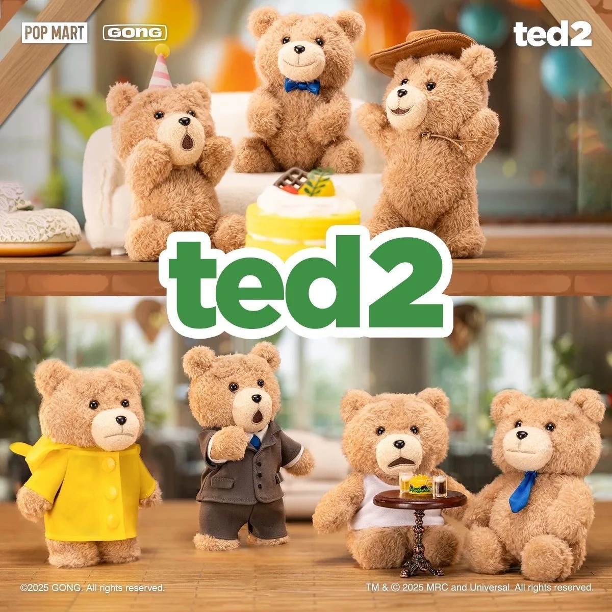 

POP MART GONG Ted2 Series, кулон, слепая коробка, игрушки, каваи, аниме, экшн-фигурка, сюрприз, тайная коробка, куклы, подарок для девочек