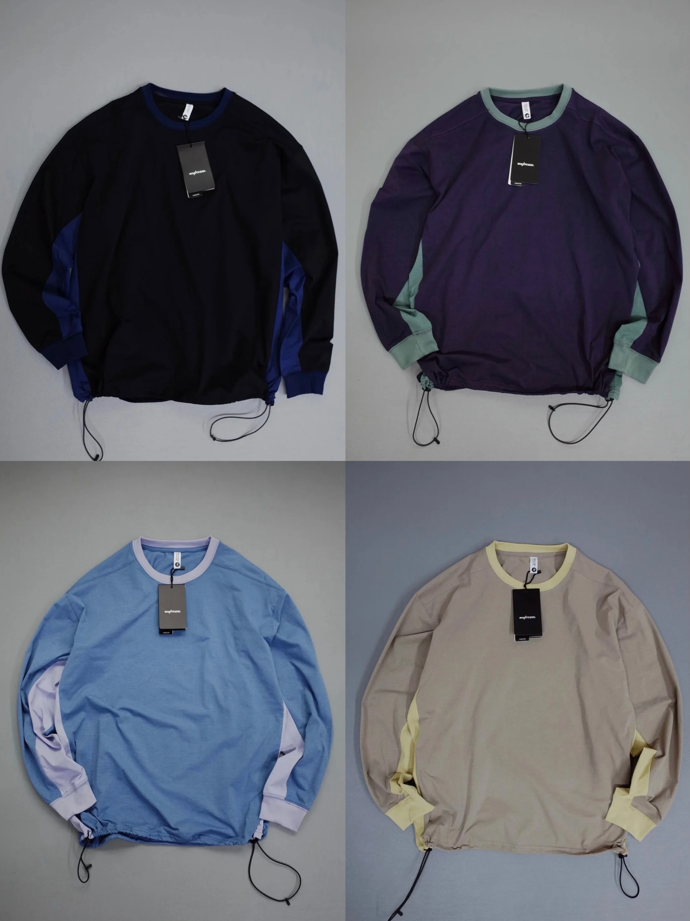 

Japanese outdoor color contrast color matching quick-drying round neck long-sleeved T-shirt