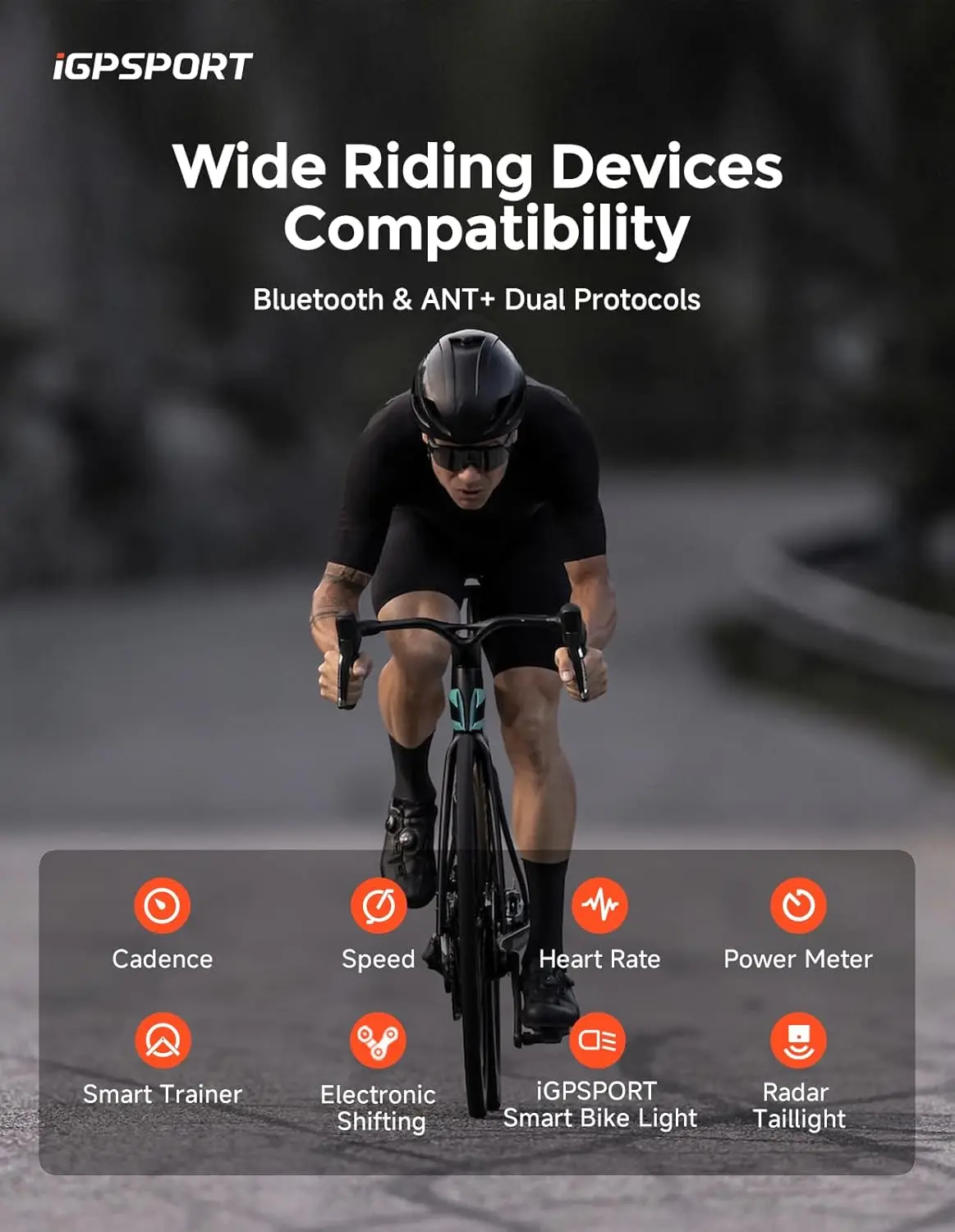 BSC300 Bike Computer, Offline MAP Navigation Off Course Warning 8GB Bluetooth ANT+ Wireless GPS Cycling Computer