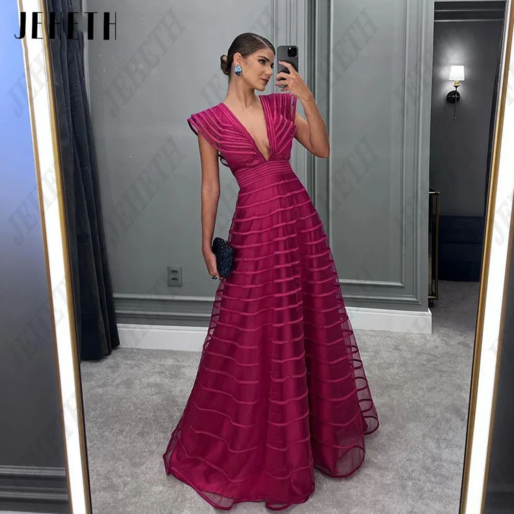 JEHETH Exquisite Prom Kleid Ärmellos Tief V-Ausschnitt Abendkleid Für Frau Satin A-Linie BodeJeheth exquisites Ballkleid ärmelloses Abendkleid mit tiefem V-Ausschnitt für Frauen Satin A-Linie bodenlang range فساتين سفر