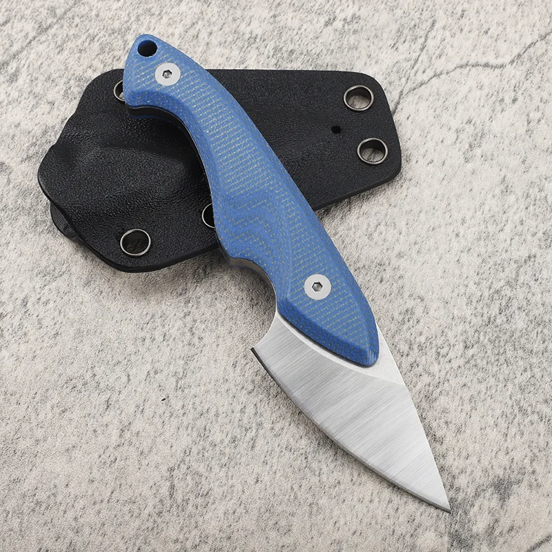 RHON Mini Fixed Blade Knife High Carbon 14C28N Blade Outdoor Camping Slice Rope Cutting Neck Knives G10 Handle with Kydex Sheath