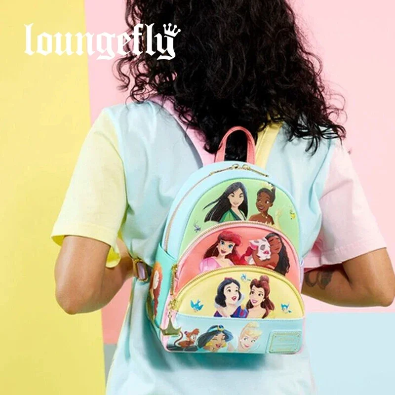 

Loungefly Disney Princess Series Manga Style Animated Collage Collection Mini Backpack For Girls Casual Bags Fashionable Gift