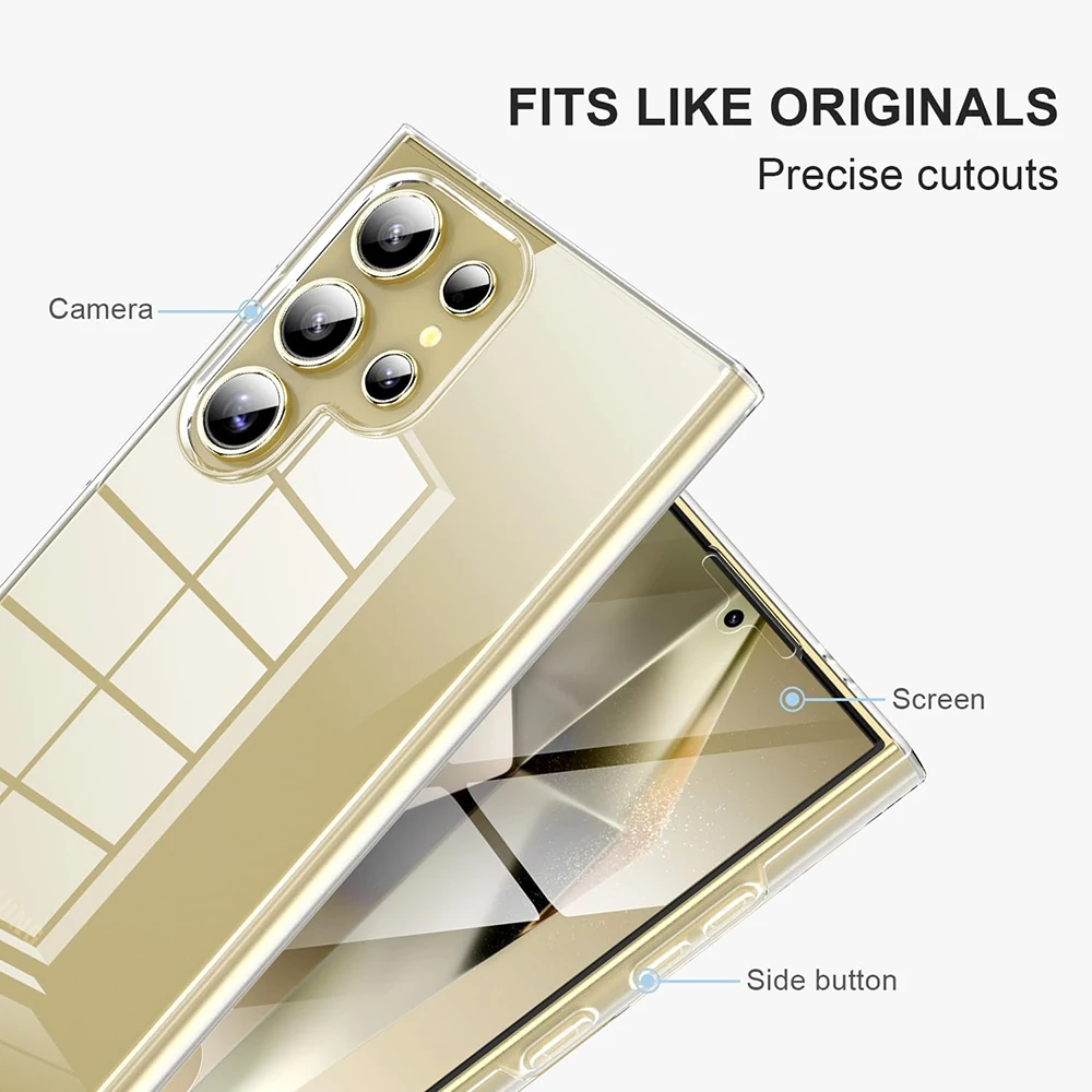 360 °   ฝาครอบโทรศัพท์เต็มรูปแบบสําหรับSamsung S25 S24 FE S23 S22 Ultra PlusใสClear Hard Pc Hybrid SoftซิลิโคนShell