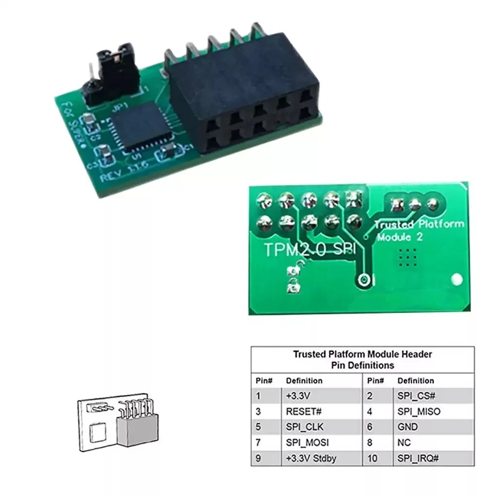 For AOM-TPM-9670V TPM2.0 Security Processor Encryption Module 10-1 Pin Trusted Platform Chip