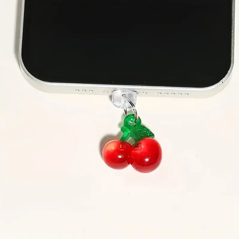 

Creative Cherry Phone Dust Stopper Phone Charging Port Decoration for Women Suitable for IPhone/Typ-c/Charging Port Dust Plug