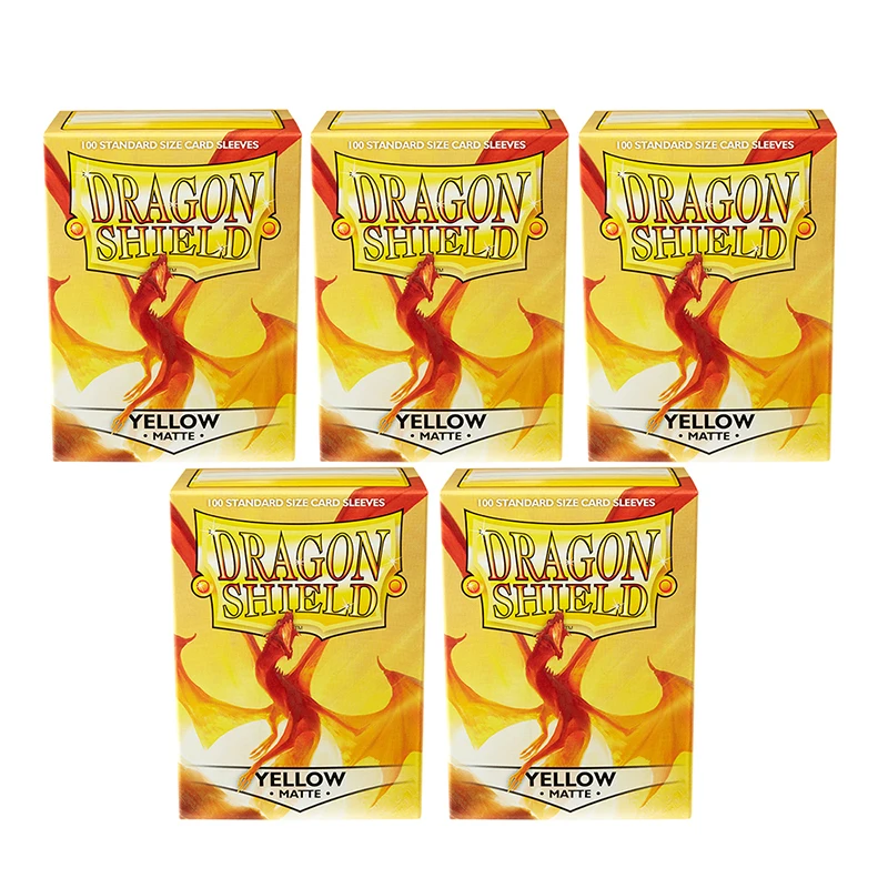 

5PACK Dragon Shield Yellow TCG Board Game Standard Size Sleeves Play Card Protector MTG/PKM Cover 66x91mm