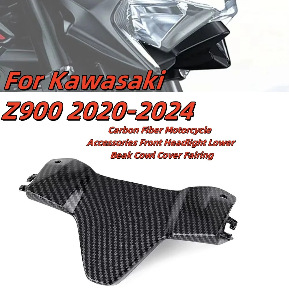 

For Kawasaki Z900 2020-2024 3K Dry Carbon Fiber Motorcycle Accessories Front Headlight Lower Beak Cowl Cover Fairing