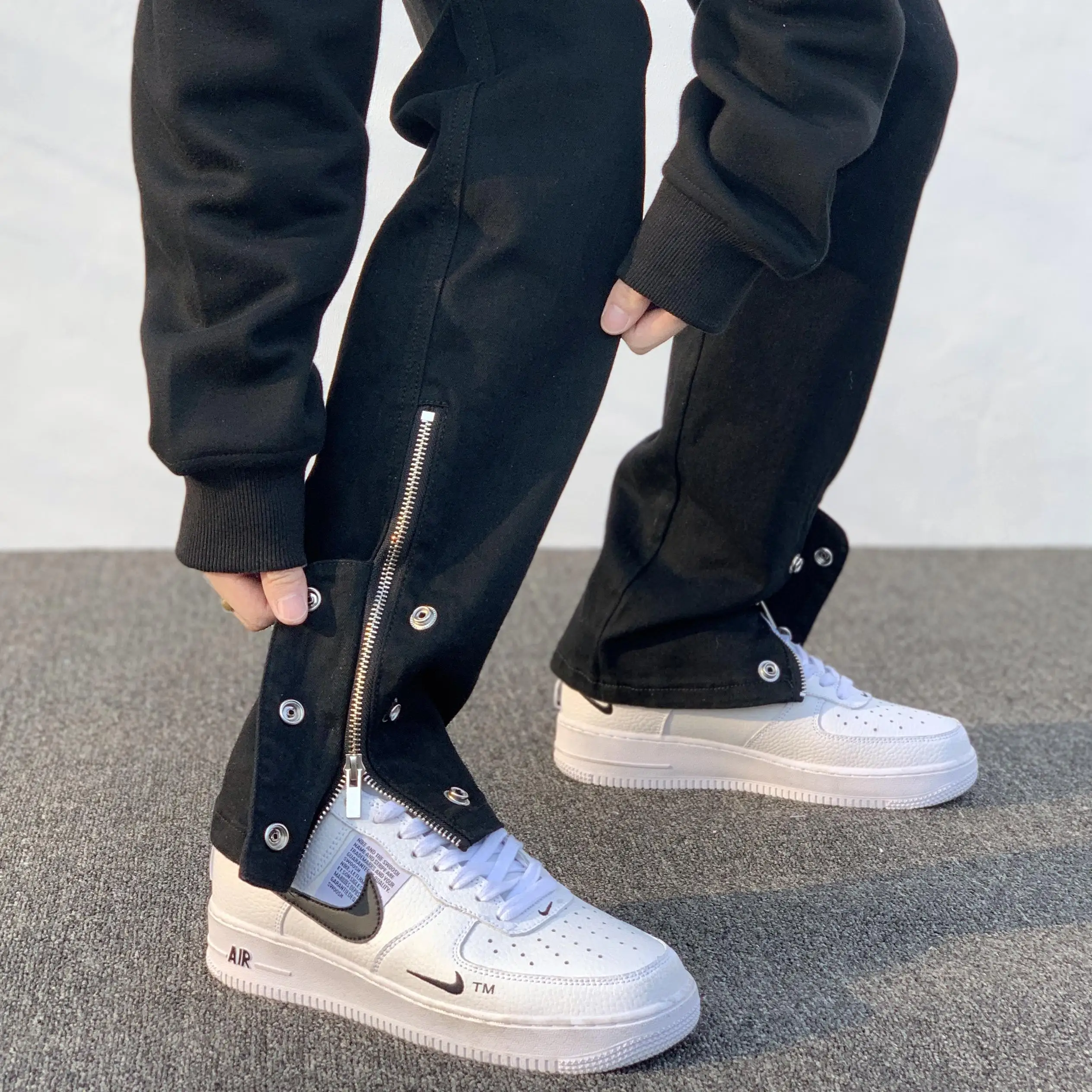 High Street Black Breasted Jeans Fashion Brand Work Dress Design Sense Y2k Hip Hop Punk Slim Retro Long Pants for Men