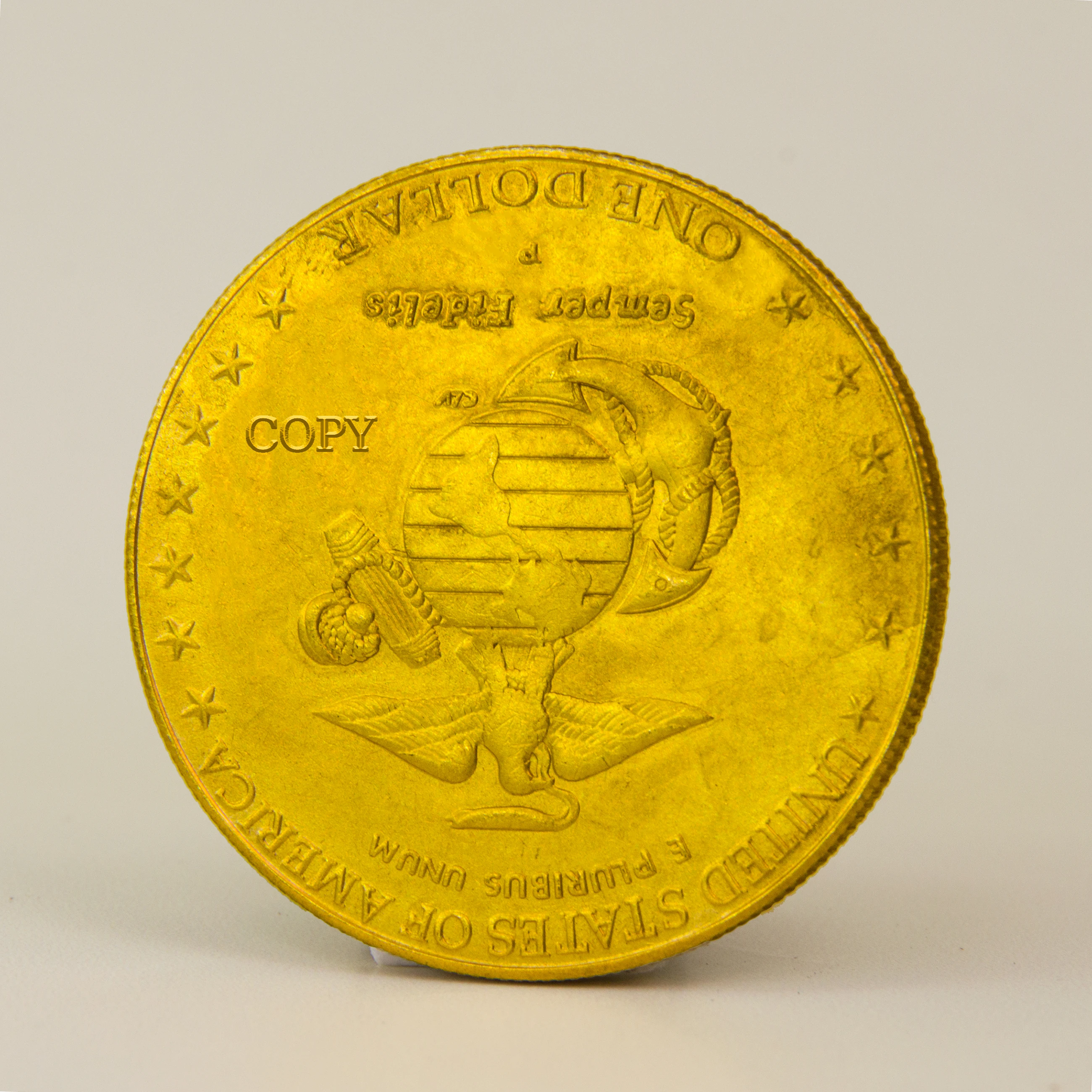 Awarded The 230th Anniversary Of The United States Marine Corps In 2005 Duplicate Golden Coin Antique Appraisal Collection