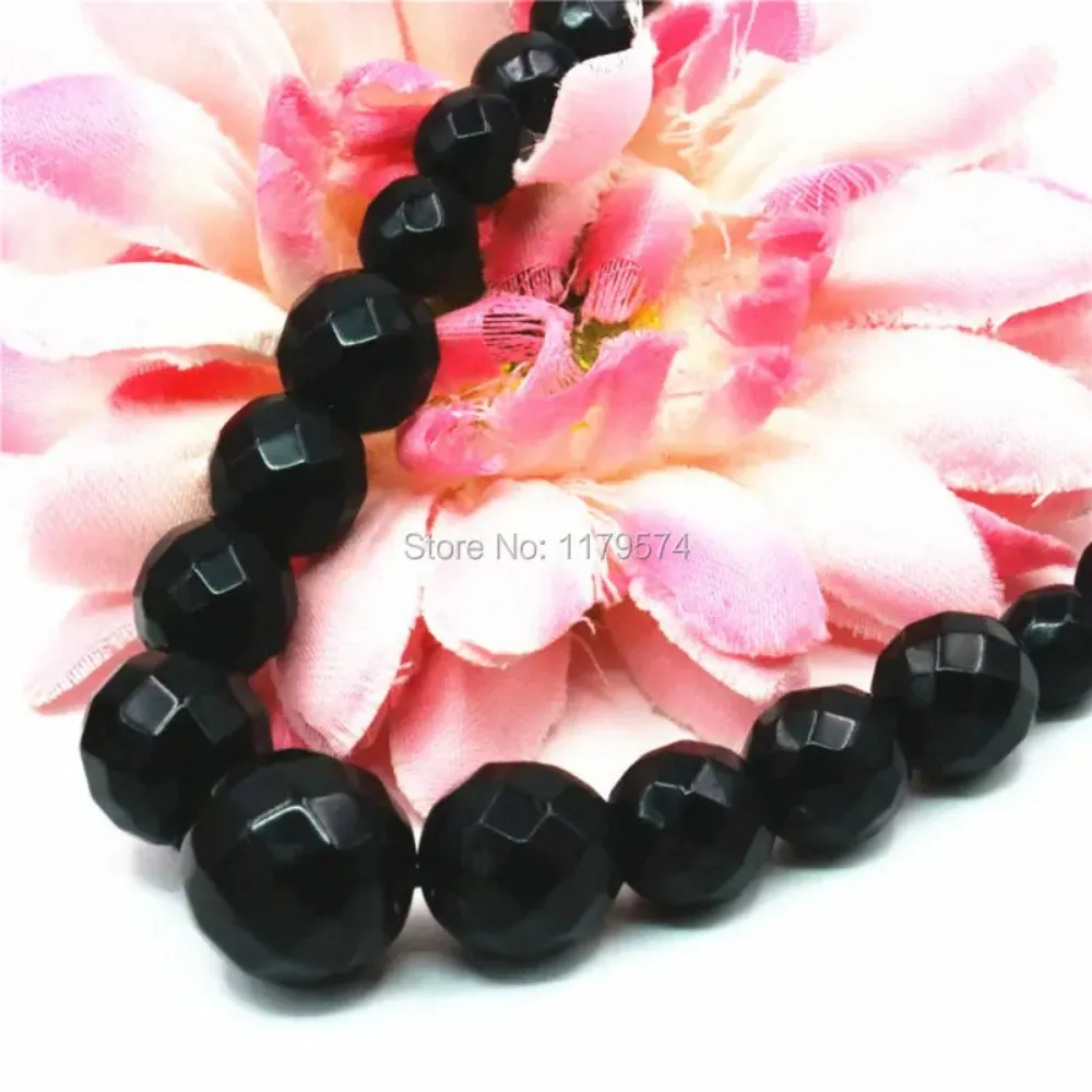 6-14mm Accessories Black Onyx Tower Necklace Chain Women Girls Christmas Gifts Stone DIY Faceted Fashion Jewelry making Design