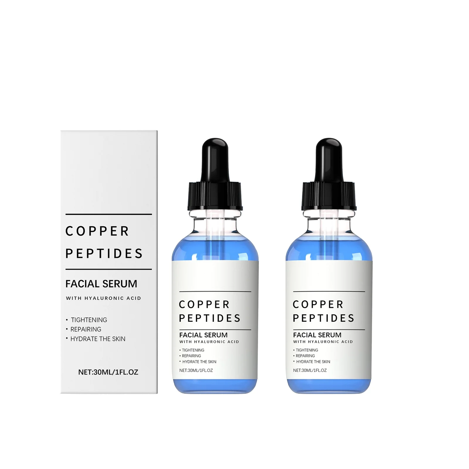 Kupfer-Titan-Essenz Hyaluronsäure-Serum für empfindliche, trockene Haut, feuchtigkeitsspendend, aufhellend, beruhigend, Gesichtspflege-Essenz
