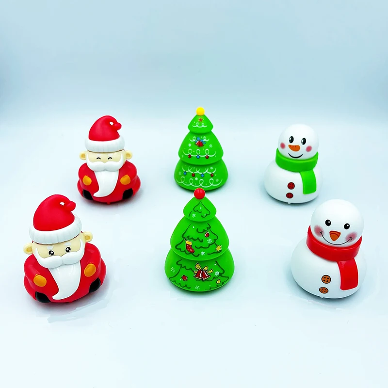 3Pcs/bag Cartoon Santa Pull Back Car Toys Cute Christmas Tree Snowman Toy Car Children's Puzzle Toys Christmas Holiday Gifts