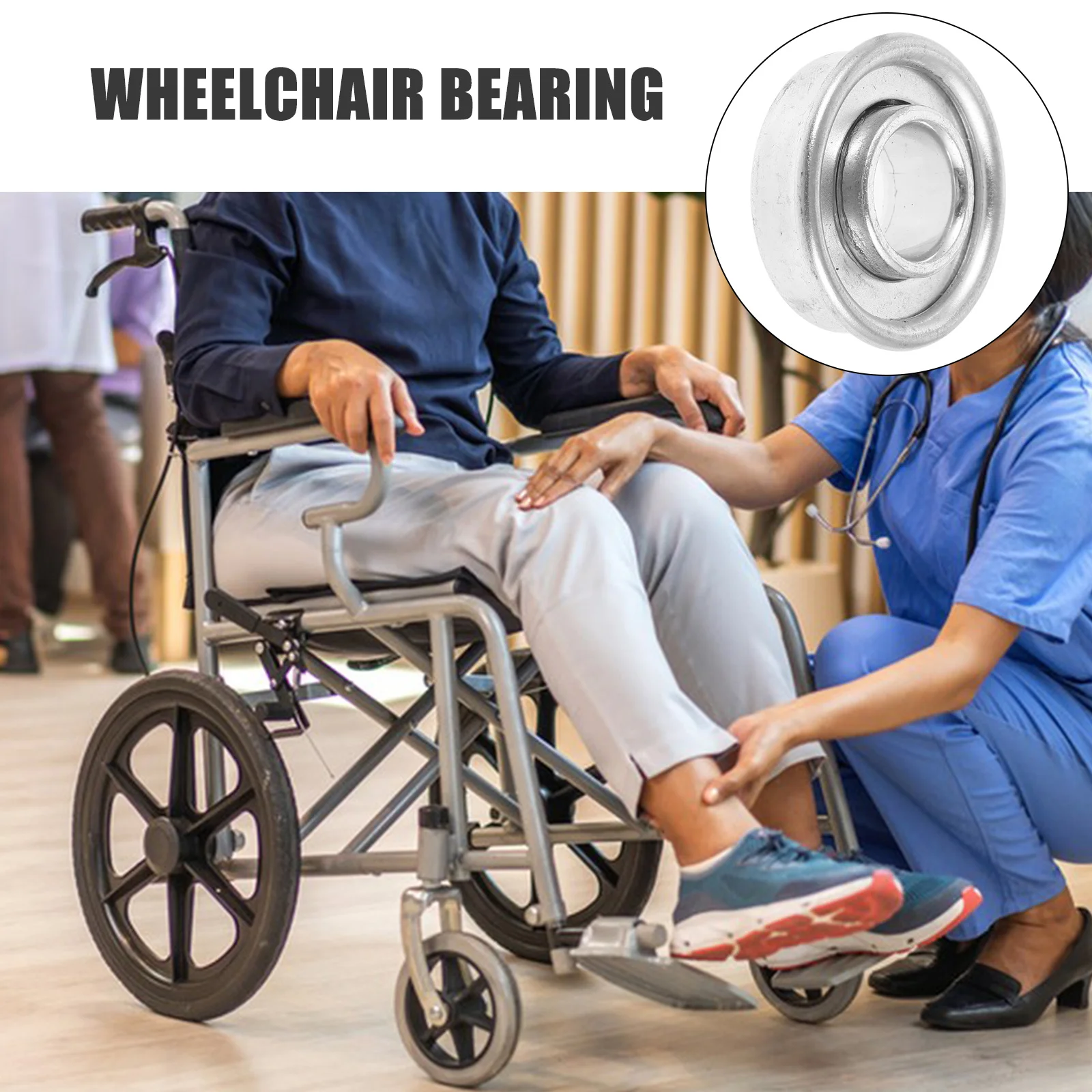 

2Pcs Wheelchair Front Wheel Bearing Manual Wheelchair Accessory Small Steel Bearings Stable Support Replacement Parts