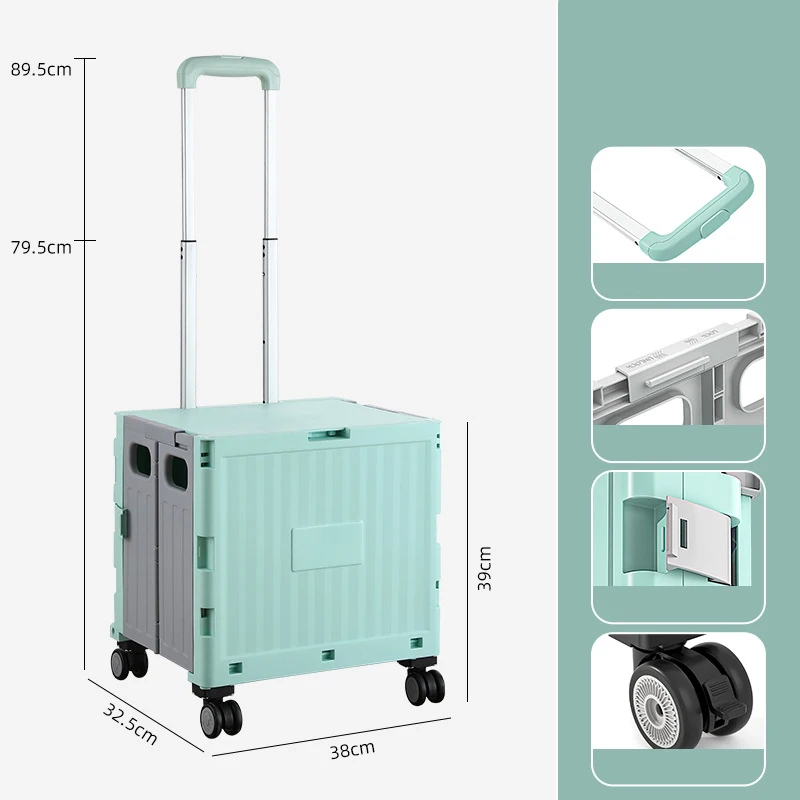 Imagem -05 - Folding Mercearia Carrinho de Compras com Escada Escalada Rodas Caixa de Armazenamento Portátil Pull Rod Driver Home Use Market