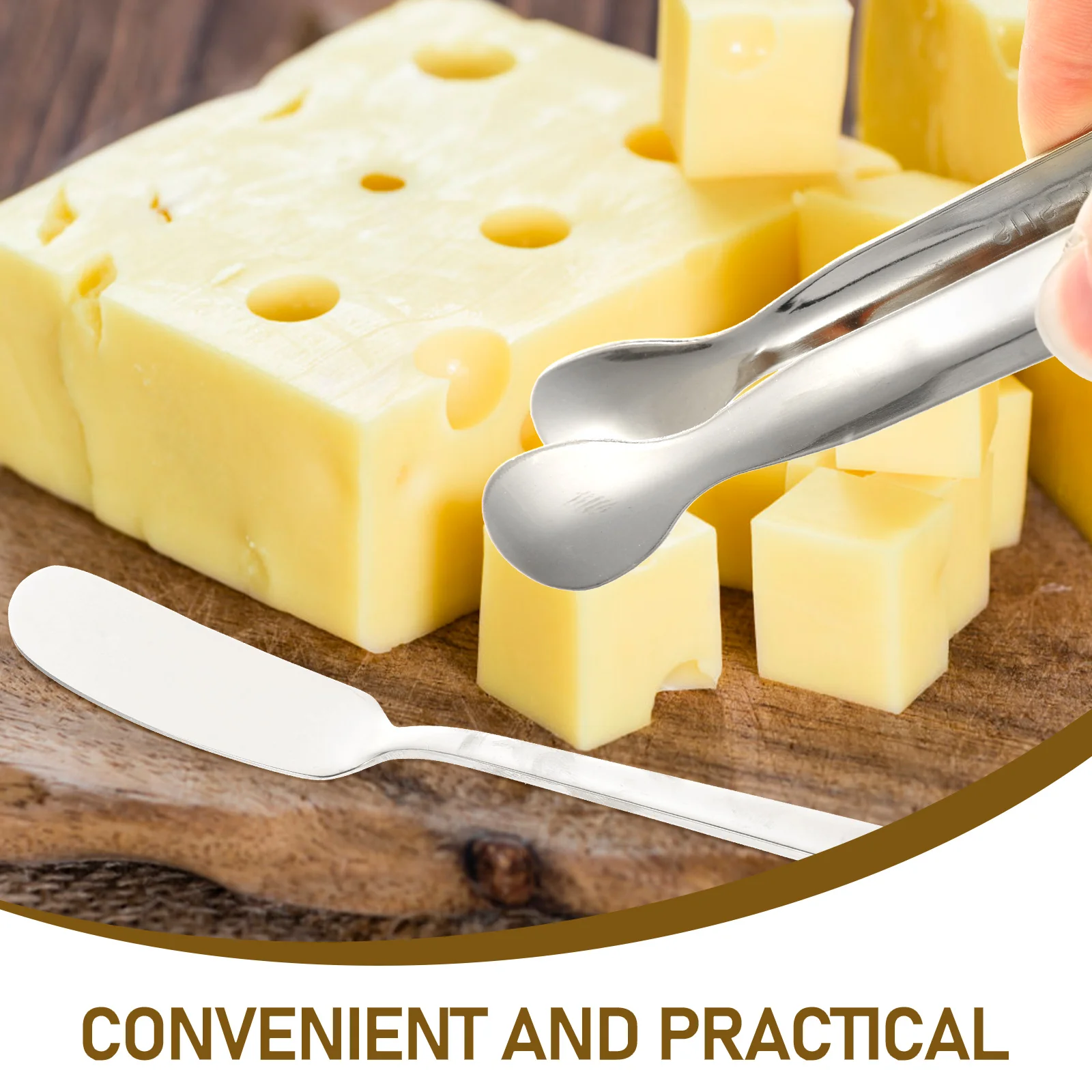 

1 Set Of Cheese Knives Kit Stainless Steel Portable Butter Spreader Multifunctional Kitchen Baking Tool For Party Serving Cheese