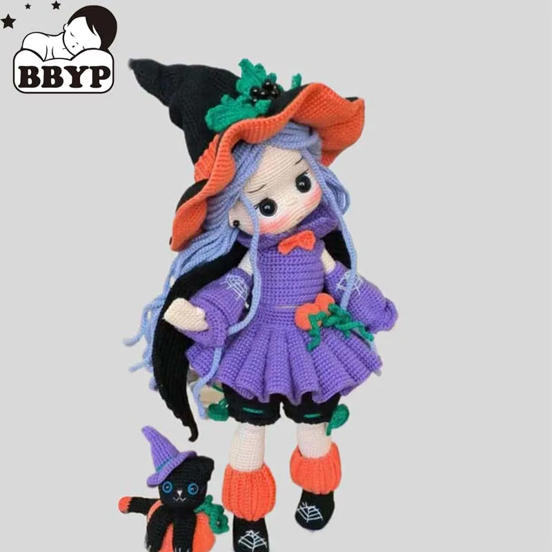 

Handmade Knitting Doll Crochet Halloween little witch Crochet Dolls For Home Accessories Pattern Craft Toy Ornaments