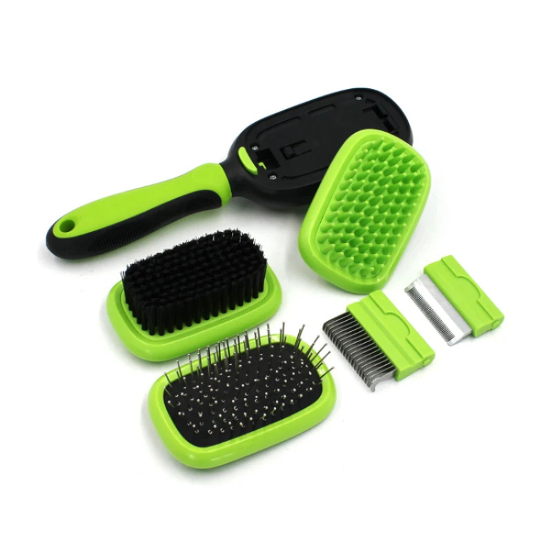 Grooming Tools Double Sided Massage Hair Removal Needle and Pig Hair Brush Comb Set Suitable for all breeds of cats and dogs