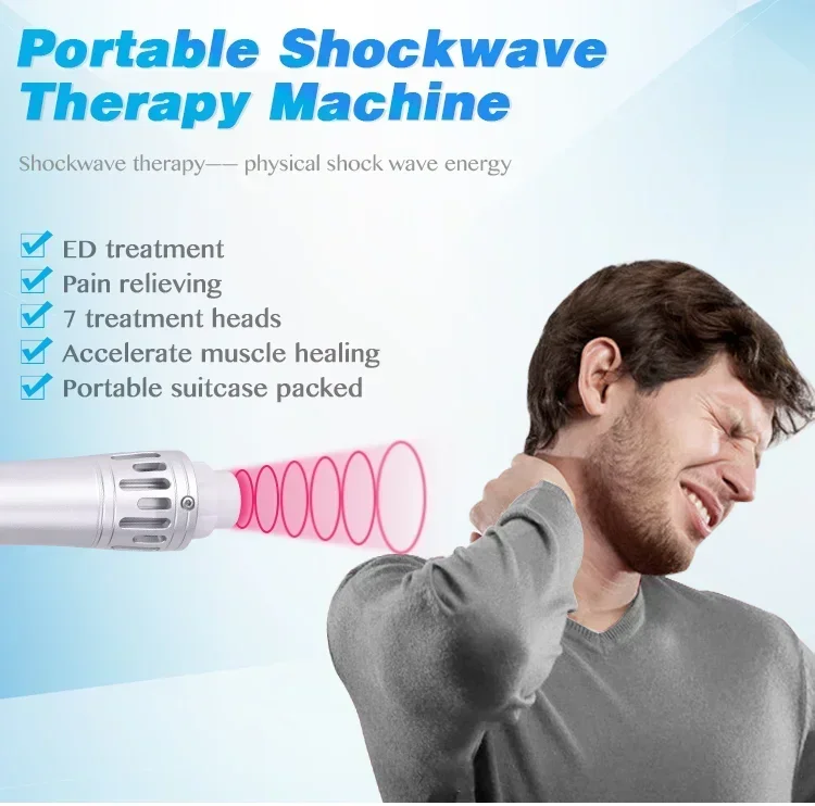 Handheld High Energy Linear Massager 7 Head Lattice Ballistic Wave Shock Therapy for Body Muscle Relaxation ED Cure