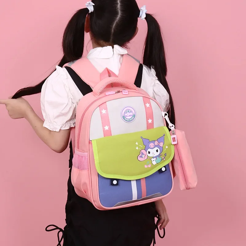 Sanrio Kulomi Cartoon Printed Children's School Bag Girls Ridge Guard Lightweight Waterproof Casual Children's Backpack