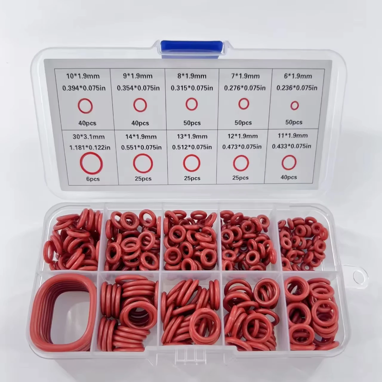 351pcs Silicone O-Ring Set, 10 Sizes, Oil and Heat Resistant, Suitable for Cars and Pipelines