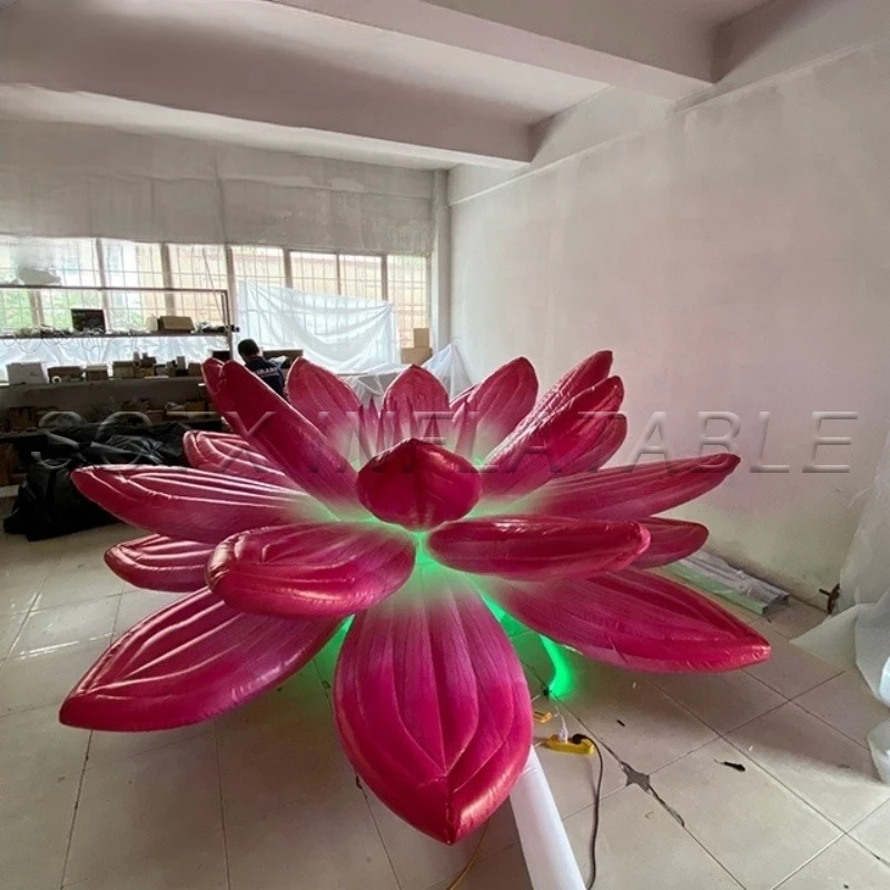 Customized luminescent Stage Concert Toys  Red Giant Inflatable Flower Model for DJ