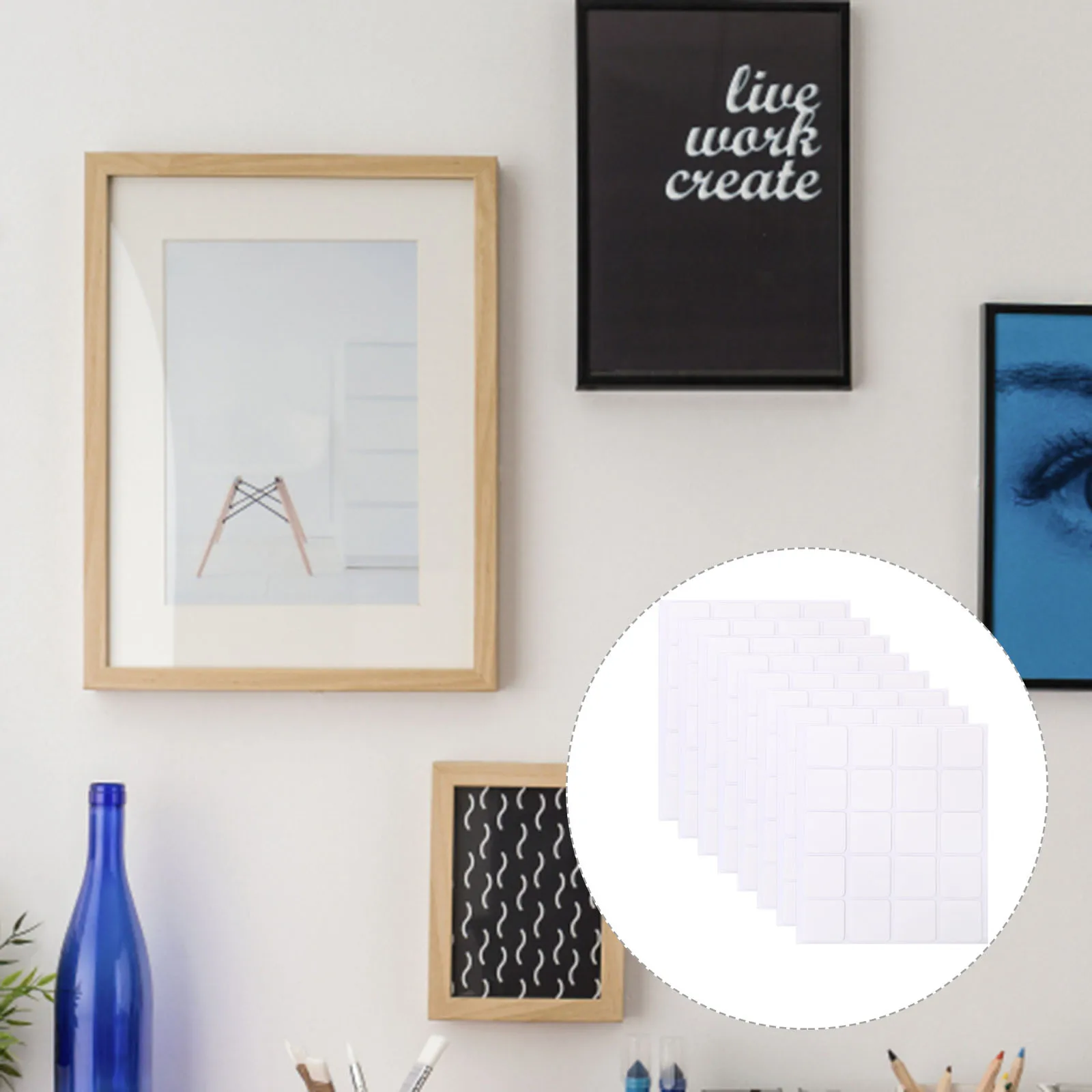 100 قطعة من شريط لاصق أكريليك مزدوج الجوانب، شرائط مربعة لاصقة شديدة التحمل لإطار صورة آمن للتركيب على الحائط الشفاف