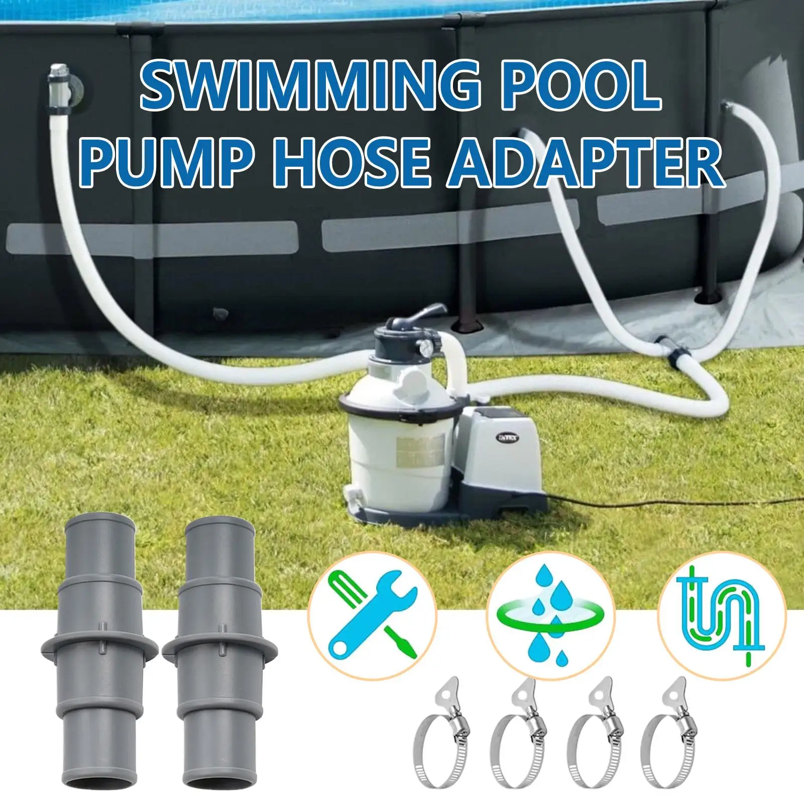 

Swimming Pool Hose Adapter Swimming Pool Hose Connector 2 Pieces Leak-Proof Cleaner Filter System Accessories For Beginners
