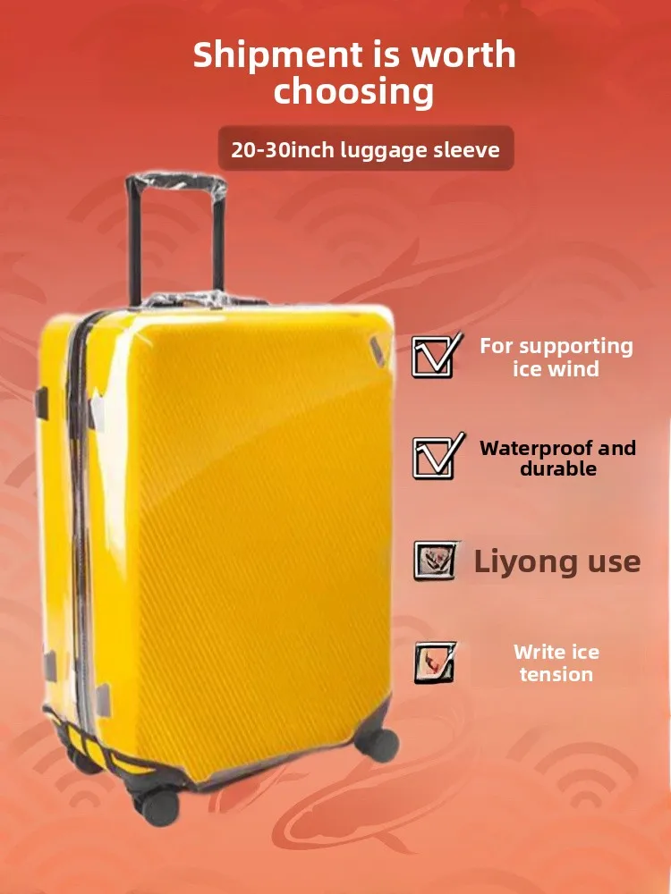 Waterproof Wear-Resistant Luggage Cover Protection Sleeve for Check-In Travel Bag with Zipper Dustproof Transparent Polyester