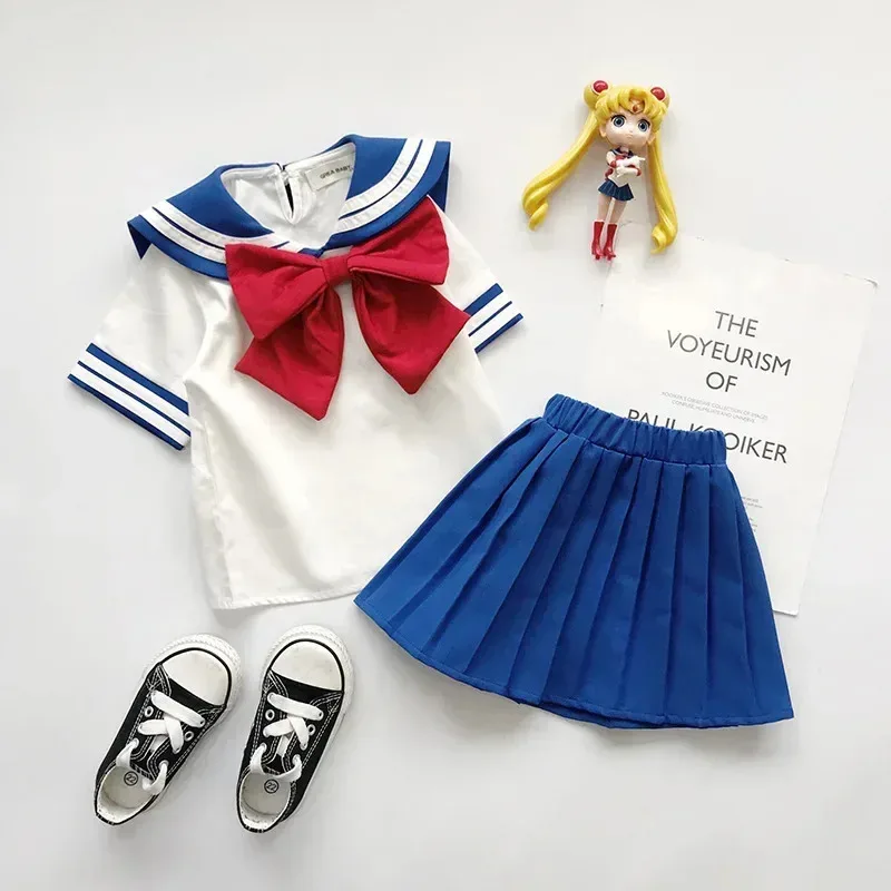 أنيمي بحار القمر تأثيري للفتيات دعوى الاطفال أزياء الهالوين Chibiusa التنانير الصيف G875