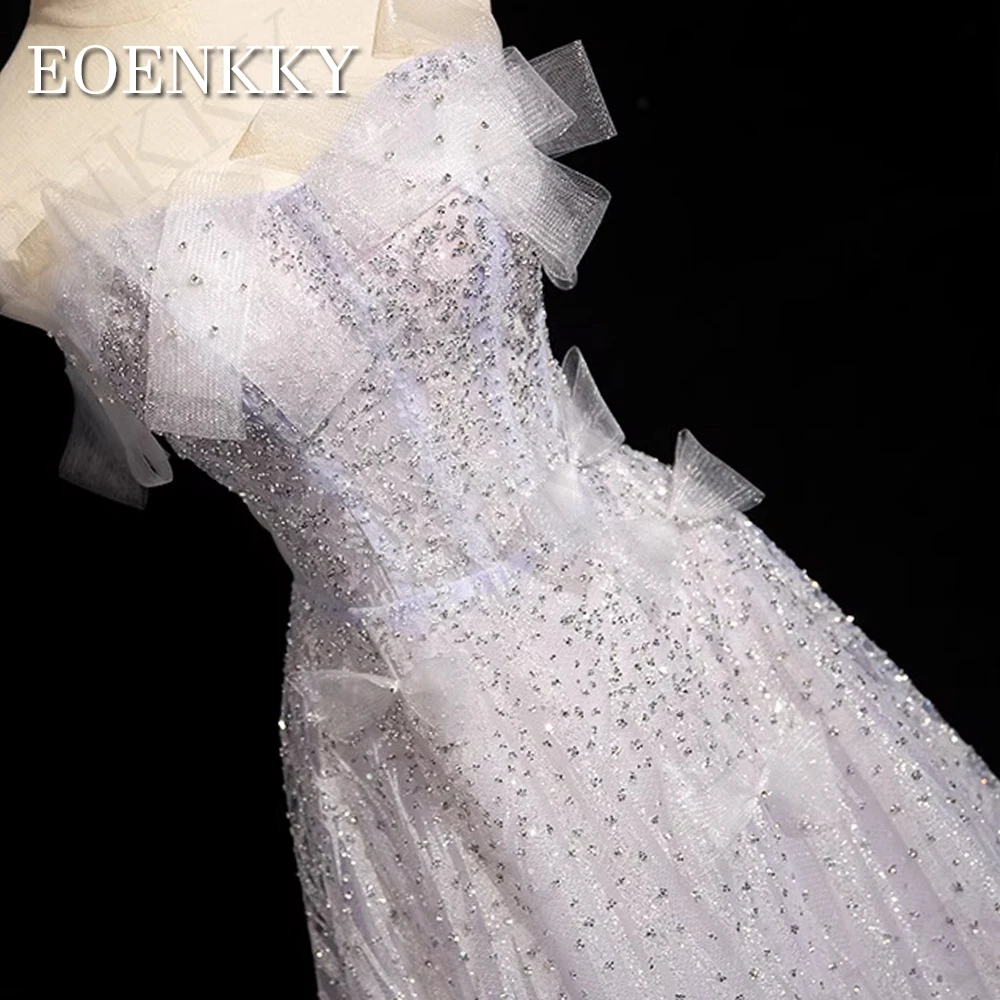 Robe de Soirée sans Bretelles pour Femme, Tenue Éducative Dos aux, en Tulle, avec Nministériels d et Paillettes, Ligne A, pour Mariage Robe de soirée sans bretelles à perles étincelantes  Robe de soirée de mariage sans